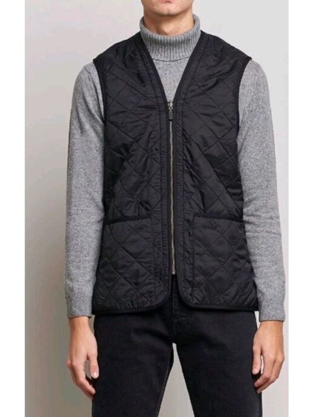 Size M - Barbour Men's Navy Polarquilt Zip-In Vest